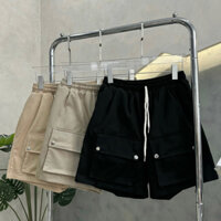 Quần Đùi Kaki Túi Hộp Mix Cúc Ống Rộng Nam Nữ Kiểu Dáng Hàn Quốc Unisex