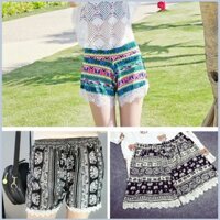 Quần đùi lanh thổ cẩm viền ren sịn hot cực kì ưa chuộng