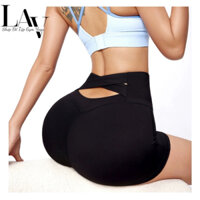 Quần đùi legging tập gym, yoga cạp cao lưng chéo đan ôm eo - LAV Activewear