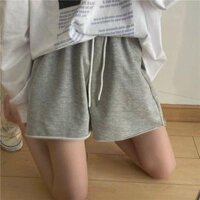 Quần đùi mặc nhà quần ngủ nữ lưng thun dây rút kiểu dáng dễ thương chất thun co dãn thoáng mát - Xám - L