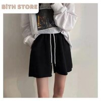 Quần đùi mặc nhà quần ngủ nữ lưng thun dây rút kiểu dáng dễ thương chất thun co dãn thoáng mát - Đen - XL