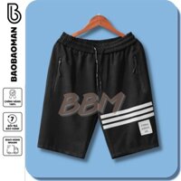 Quần đùi nam thun BBM quần short nam thể thao 3 sọc trắng ngang mẫu mới 2022, QK506