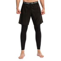Quần đùi nam Yel Pro Men 2-in 1 đàn hồi có túi eo co giãn kiểu dáng thể thao - Black - XL