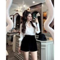 Quần đùi nhung dày- quần short nhung cạp cao m620 by may23 store