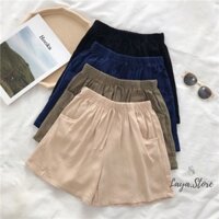 Quần đùi nữ chất đũi cạp chun Laya.store Quần short nữ nhiều màu mát mẻ V019