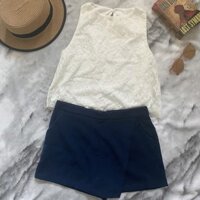 Quần đùi nữ giả váy tà xéo màu xanh dương