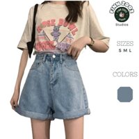 Quần đùi nữ jean, quần short nữ jean cạp cao cá tính năng động FINN A02