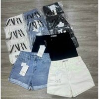 Quần đùi nữ lưng cao ống rộng,short bò gập gấu bigsize 3 màu xanh trắng đen