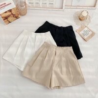 Quần đùi nữ mặc nhà, quần sooc nữ ống rộng chun lưng chất đũi 3 màu - L - Trắng