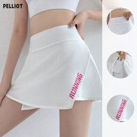 quần đùi nữ Pelliot Váy thể thao xẻ tà, quần tennis chống lộ, váy chạy bộ giả tập yoga che mông hai mảnh dành cho nữ quần thể thao nữ