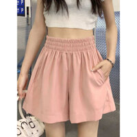 quần đùi nữ quần đi biển Quần sooc thường ngày lụa băng quần chữ a rộng rãi dáng nhỏ học sinh mùa hè cho nữ quần ống rộng hot mặc ngoài quần ống đứng cạp cao