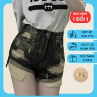 Quần Đùi Nữ Short Jean Cạp Cao Kiểu Rách Tua Rua Dễ Mix Đồ