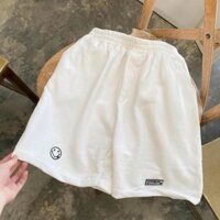 Quần đùi nữ thun cotton nam da cá unisex thể thao cao cấp ống rộng bigsize mặc nhà ngủ thời trang hàn quốc đẹp MẶT CƯỜI - - TRẮNG,L61-75kg,1m65-1m80