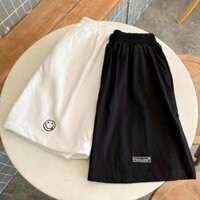 Quần đùi nữ thun cotton nam da cá unisex thể thao cao cấp ống rộng bigsize mặc nhà ngủ thời trang hàn quốc đẹp MẶT CƯỜI - - ĐEN,M40-60kg,1m45-1m65