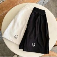 Quần đùi nữ thun cotton nam da cá unisex thể thao cao cấp ống rộng bigsize mặc nhà ngủ thời trang hàn quốc đẹp MẶT CƯỜI - - ĐEN,XL56-70kg,1m65-1m8