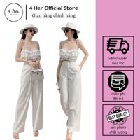 Quần Đũi Ống Rộng Cạp Cao, Chất Liệu Đũi Mịn Đẹp Cao Cấp by 4Her Official - NA006