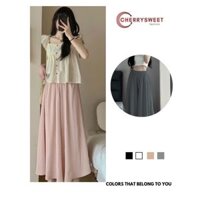 Quần đũi ống rộng CHERRYSWEET cạp cao, Quân dài giả váy dáng xòe lưng chun phong cách Hàn Quốc T128