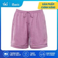 Quần đùi pyjama nữ ngắn lụa Satin hoạ tiết icon iBasic HOMW028B - Hồng thạch nam - M