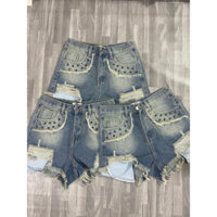 QUẦN ĐÙI / QUẦN  SHORT JEAN  NỮ LƯNG CAO LỘ TÚI ĐÍNH ĐÁ