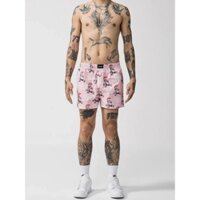 Quần Đùi Quần Short Nam Nữ Unisex Mặc Nhà Quần Ngủ Cạp Chun Cotton Peevish Màu Hồng Họa Tiết Thỏ QS04