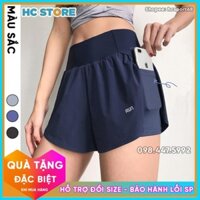 Quần Đùi Quần Short Nữ RUN QS09 2 Lớp Tập Gym Yoga Có Túi Đựng Điện Thoại Vải Mát - HcSport68 new