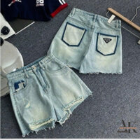 Quần Đùi Short Jeans Nữ Phối Túi Kiểu Line Rách Nhẹ Tôn Dáng