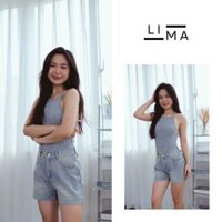 Quần đùi short jeans nữ trơn lưng cao Lima Fashion, quần soóc ngố bò ống rộng suông phong cách CB03