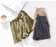 Quần đùi short nữ vải đũi thời trang mát mẻ mùa hè QĐ06 - Xanh olive -  S