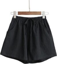Quần đùi short nữ vải đũi thời trang mát mẻ mùa hè QĐ06 - Đen -  S