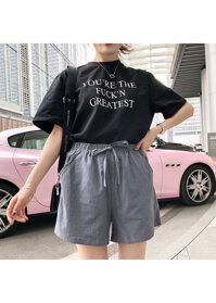 Quần đùi short nữ vải đũi thời trang mát mẻ mùa hè QĐ06 - Ghi xám - M