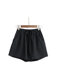 Quần đùi short nữ vải đũi thời trang mát mẻ mùa hè QĐ06 - Đen - XL