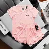 Quần Đùi Short Thể Thao Ngắn 2 Lớp Có Túi Trong Tập Pickle Ball, Gym, Yoga Nữ Logo thêu thiết kế xẻ bầu