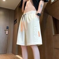 Quần đùi suông rộng thường ngày quần áo thể thao nam màu trơn sợi Polyester