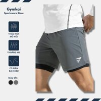Quần đùi thể thao nam GYMKAI, quần short 2 lớp lót legging ngắn, thoải mái vận động