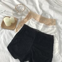 Quần Đùi Thun Phối Ren 2 Lớp Mặc Trong Váy Cho Nữ - Đen