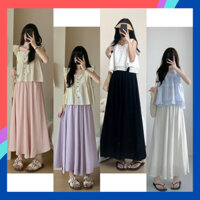 Quần giả váy bigsize ống cực rộng chất đũi Quần dài nữ dáng lửng 2 lớp cạp cao lưng chun mát mẻ che mọi khuyết điểm