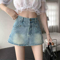 Quần giả váy jean bò dáng chữ A, quần váy bò vải jean cao cấp