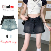 Quần Giả Váy Jean Dáng Ngắn LIMISU Chân Váy Jean Bò Nữ Cạp Cao Có Quần Trong GV