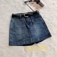 Quần giả váy jean lưng cao xanh trơn GV2075