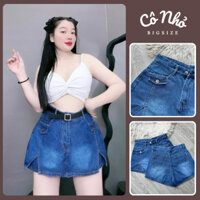 Quần Giả Váy Jeans Bigsize Nữ Dáng Váy Mini Ngắn Vải Jean Mềm Cạp Cao Tôn Dáng GV2