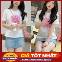 Quần Giả Váy Jeans Ngắn Cạp Cao Hàng Quảng Châu M7128 - Violet