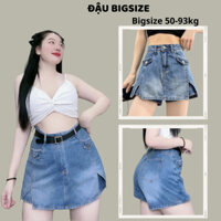 Quần giả váy jeans nữ form chữ A chất mềm không co giãn thiết kế túi hộp xẻ tà thời trang (có bigsize) 50-93kg - GV3