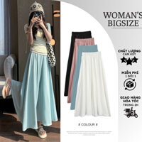 Quần giả váy lửng 2 lớp bigsize ống cực rộng [ĐỔI TRẢ MIỄN PHÍ]GV02 Quần Váy dài chất đũi nữ cạp cao lưng chun tiện lợi
