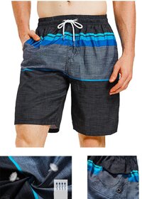Quần gió đi biển nam, quần đùi đi biển vải dù, quần short đi biển, Quần đùi nammã SQ212 - Xanh Phối Đen - L