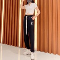Quần gió nữ bo gấu dáng jogger nhiều màu