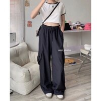 Quần Gió Nữ Túi Hộp Ống Xuông Phong Cách Thể Thao, Năng Động, Phối Đồ Hack Chân Mix Đơn Giản