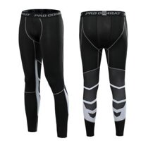 QUẦN GIỮ NHIỆT COMBAT PRO LEGGING PHỐI TRẮNG TẬP GYM NAM DÁNG DÀI MÀU ĐEN SQ518T - XL