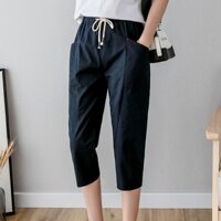 Quần Harem Cotton nữ, Quần dáng rộng cỡ lớn mùa hè, Quần mỏng đơn giản