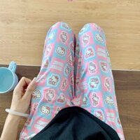 Quần Hello Kitty Dễ Thương Cotton Hồng In Hình Quần Ngủ Thu Đông Nữ Mới Dày Rời Nhà Quần