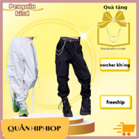 Quần hiphop kèm dây đeo quần cho bé gái size 17-45kg  phong cách cá tính hiện đại 2 màu trắng đen